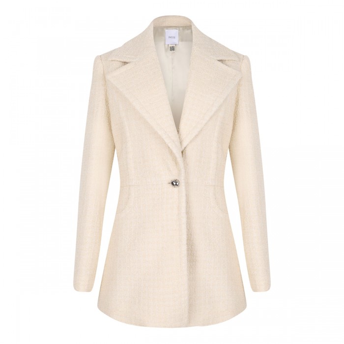 Wool blend tweed long jacket