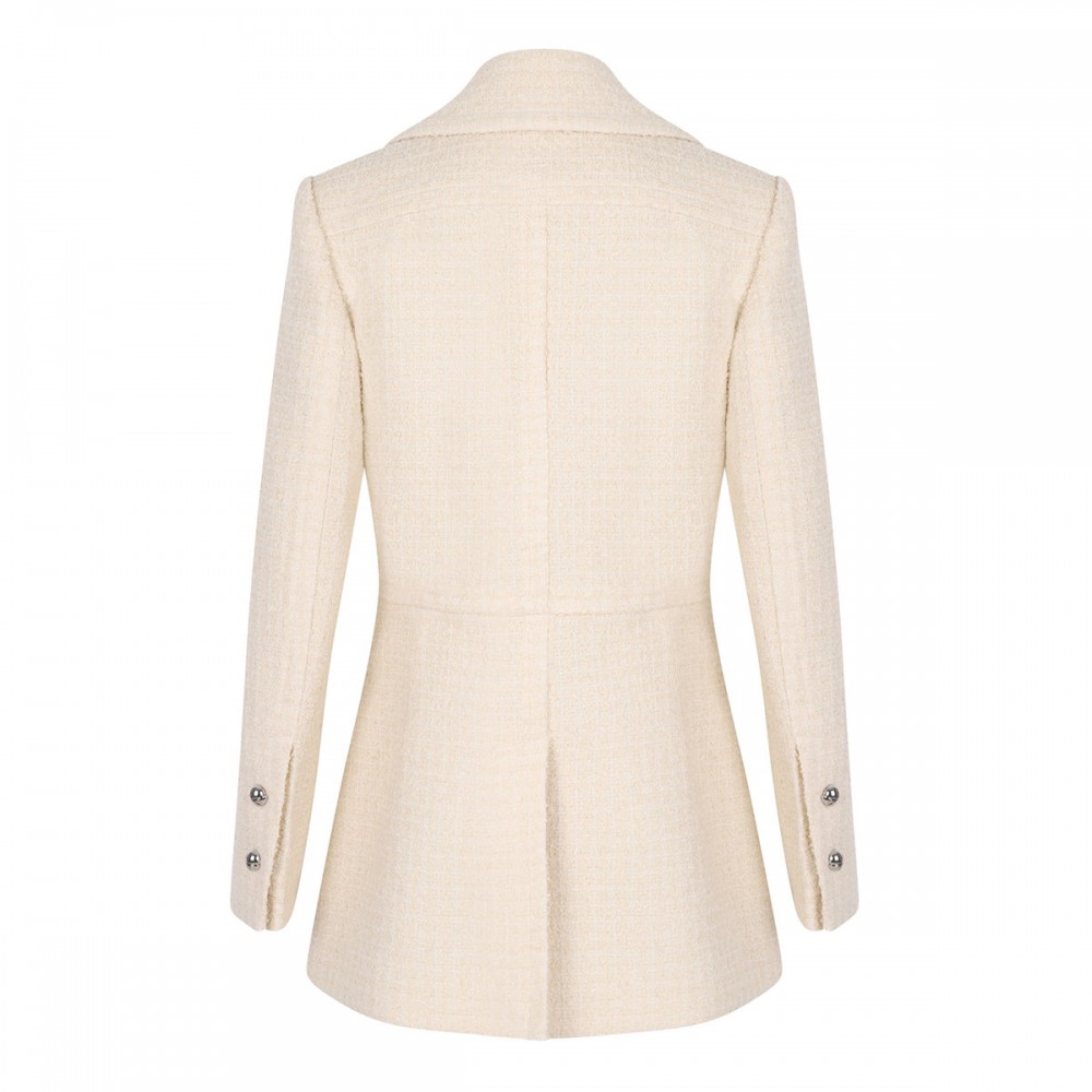 Wool blend tweed long jacket