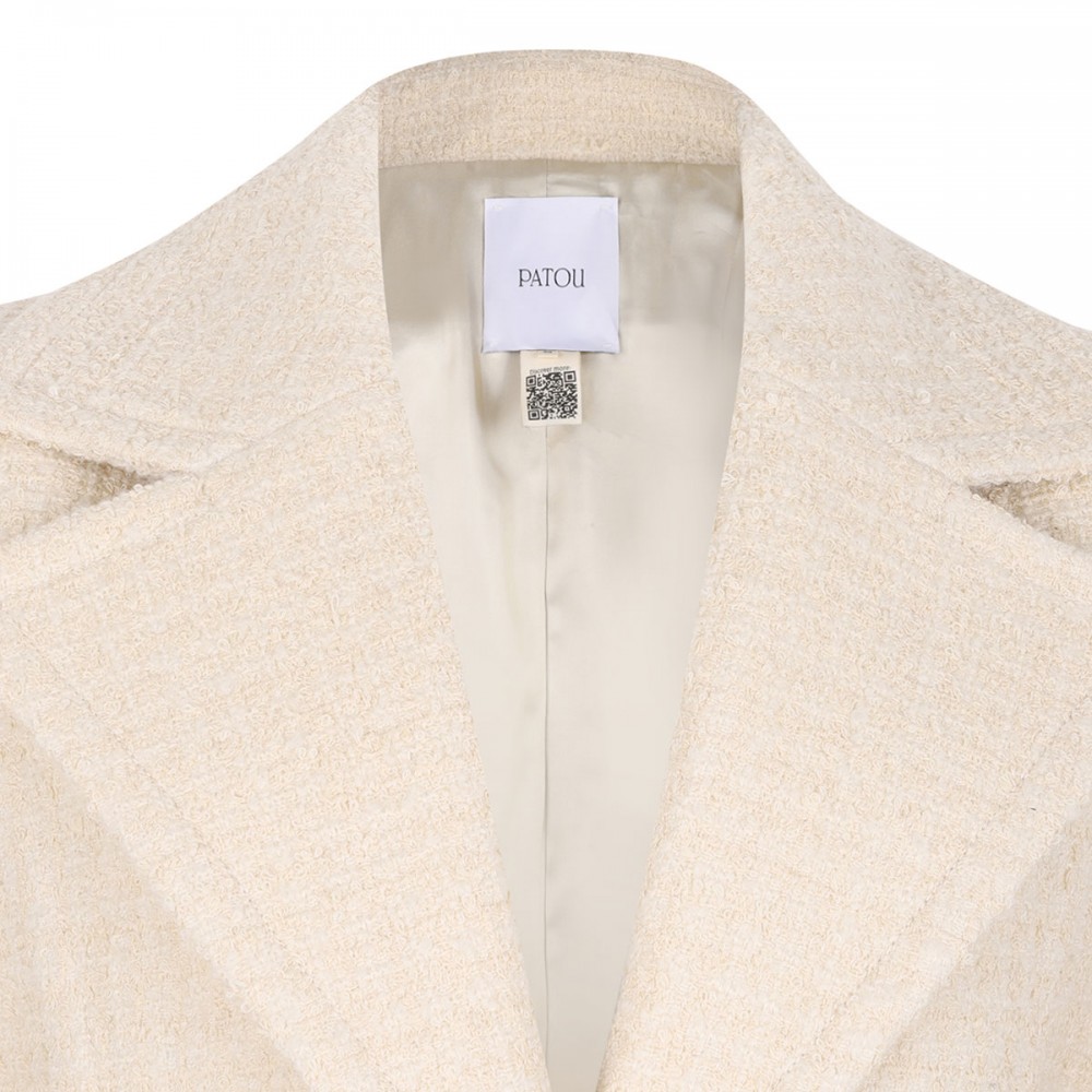 Wool blend tweed long jacket