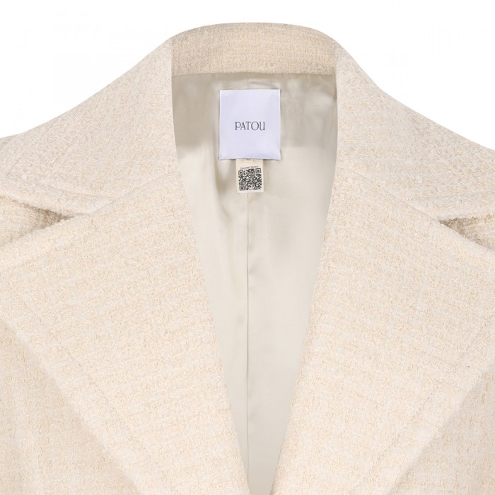 Wool blend tweed long jacket