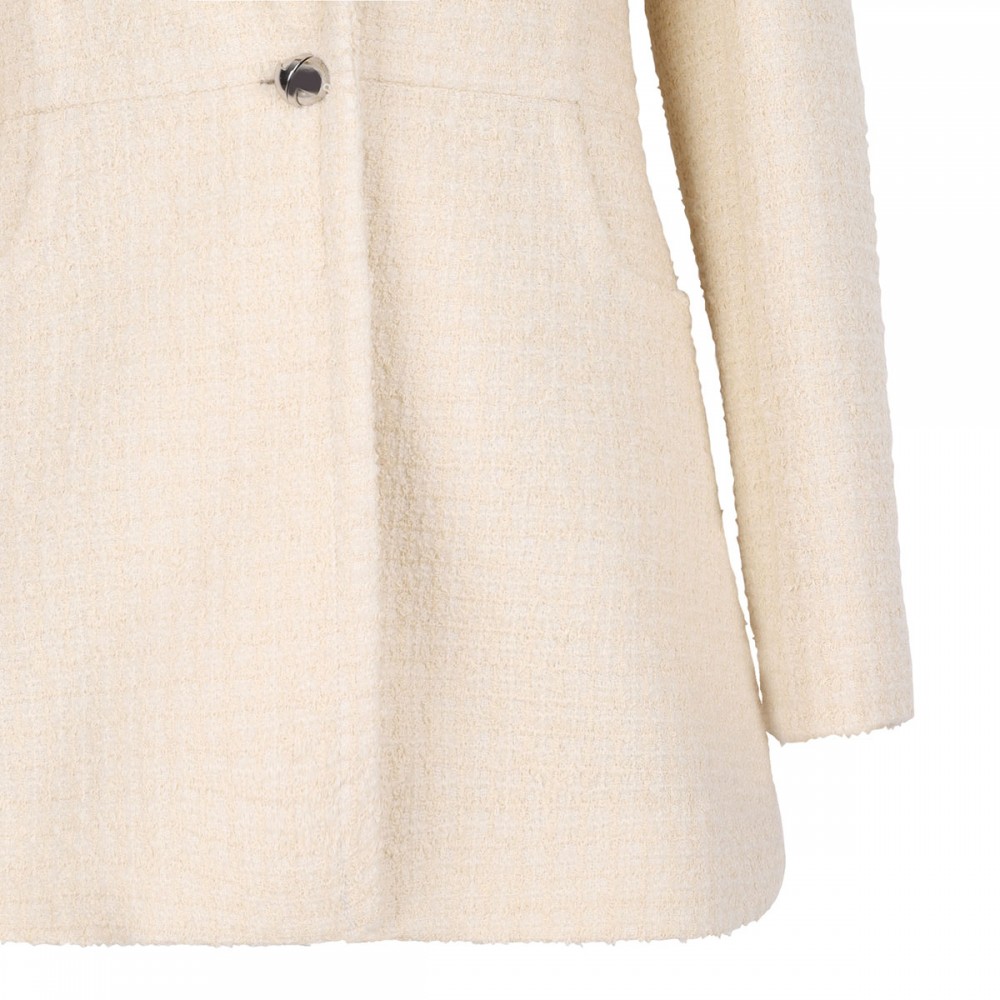 Wool blend tweed long jacket