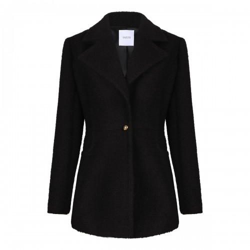 Wool blend tweed long jacket