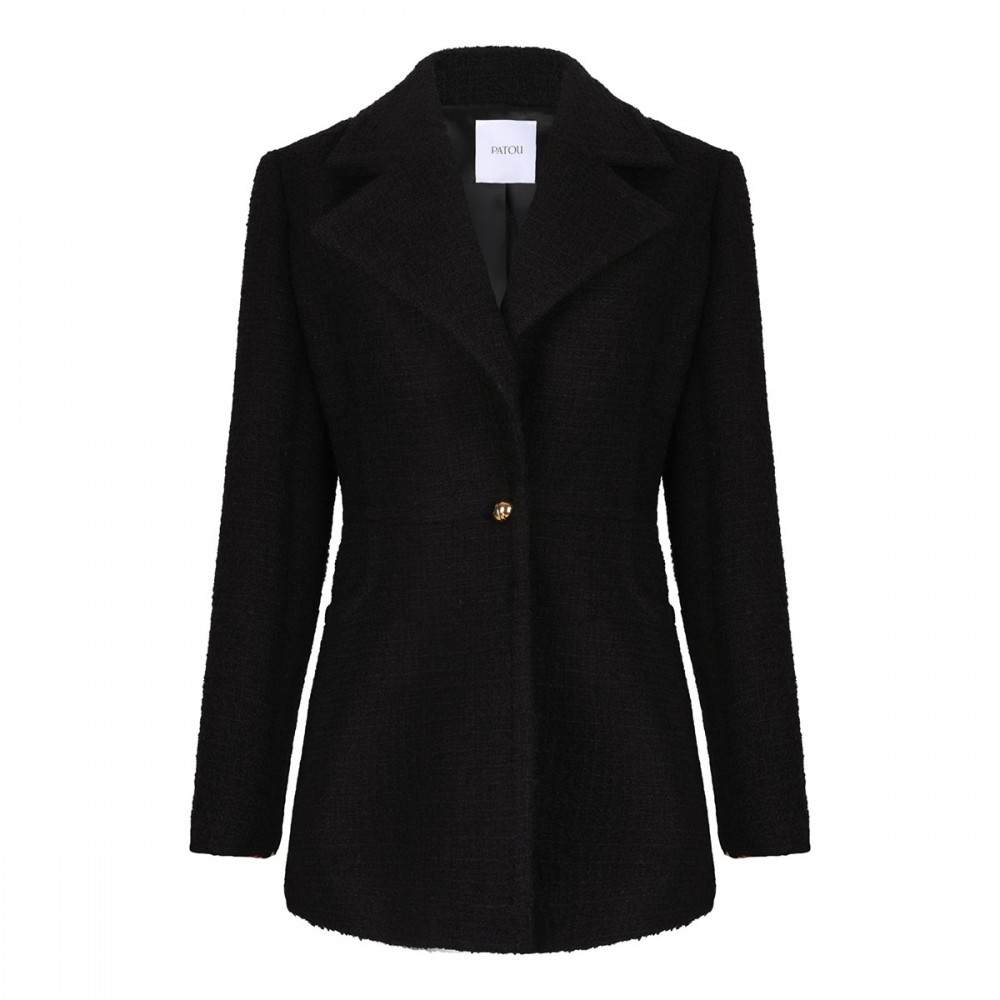 Wool blend tweed long jacket