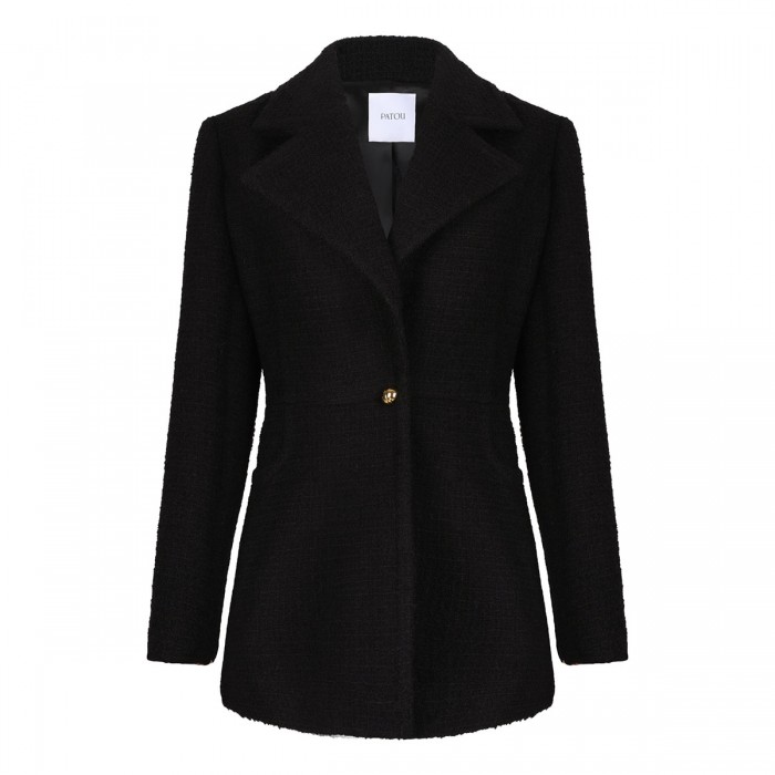 Wool blend tweed long jacket