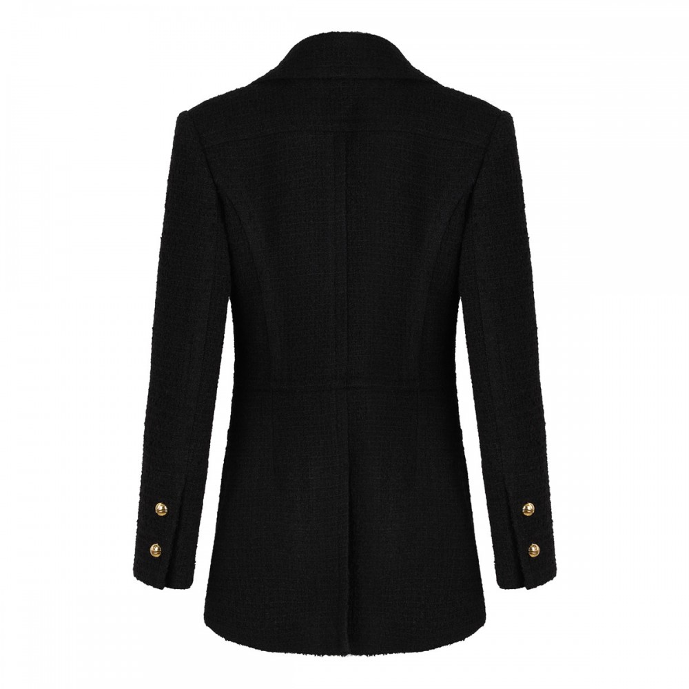 Wool blend tweed long jacket