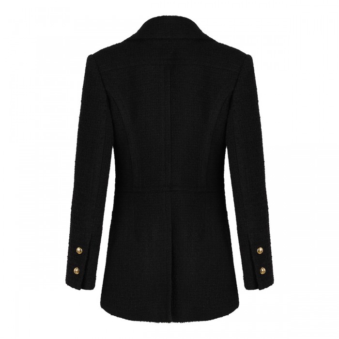 Wool blend tweed long jacket