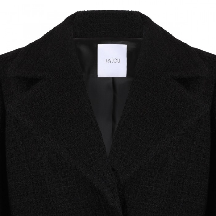 Wool blend tweed long jacket