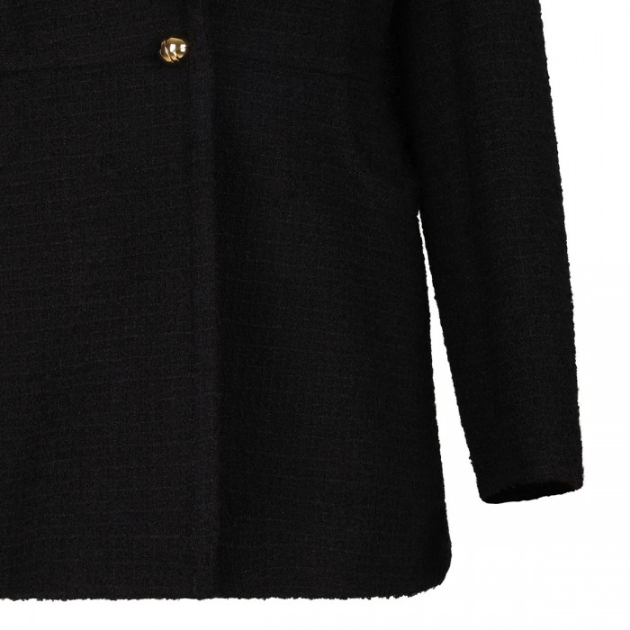 Wool blend tweed long jacket