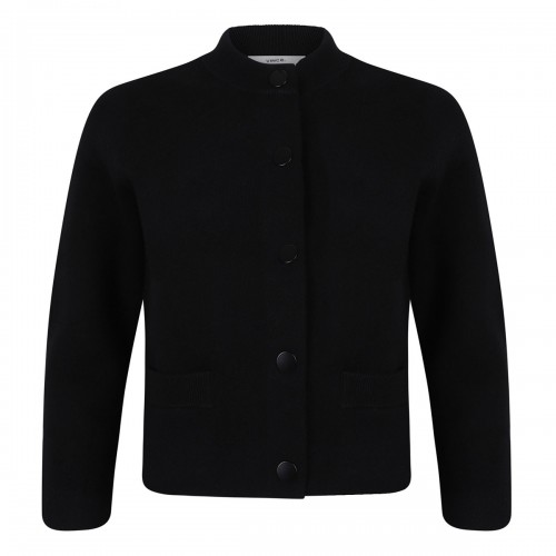 Wool-blend shrunken snap...