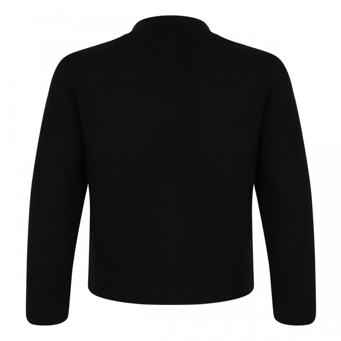 Wool-blend shrunken snap cardigan