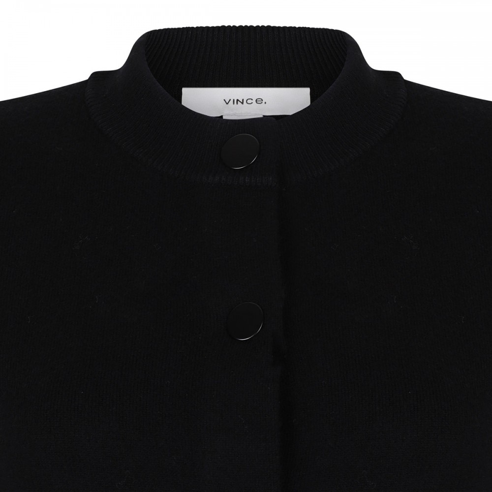 Wool-blend shrunken snap cardigan