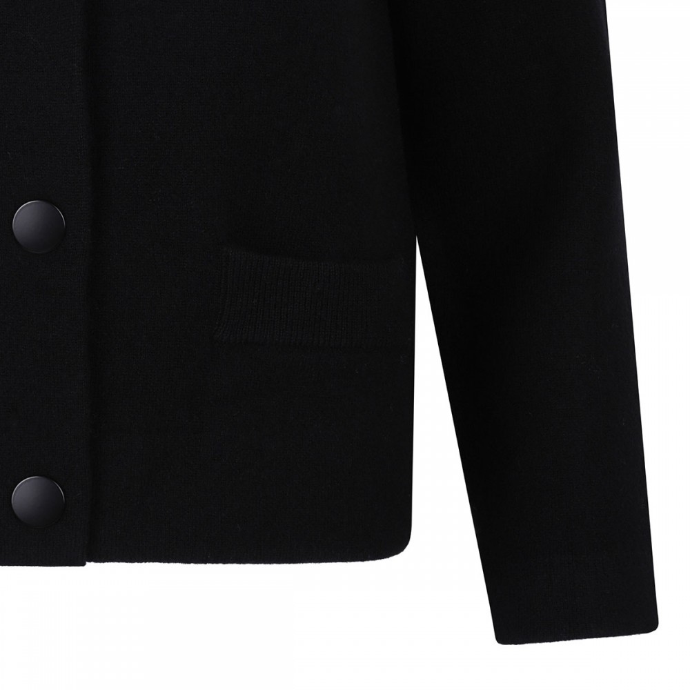 Wool-blend shrunken snap cardigan