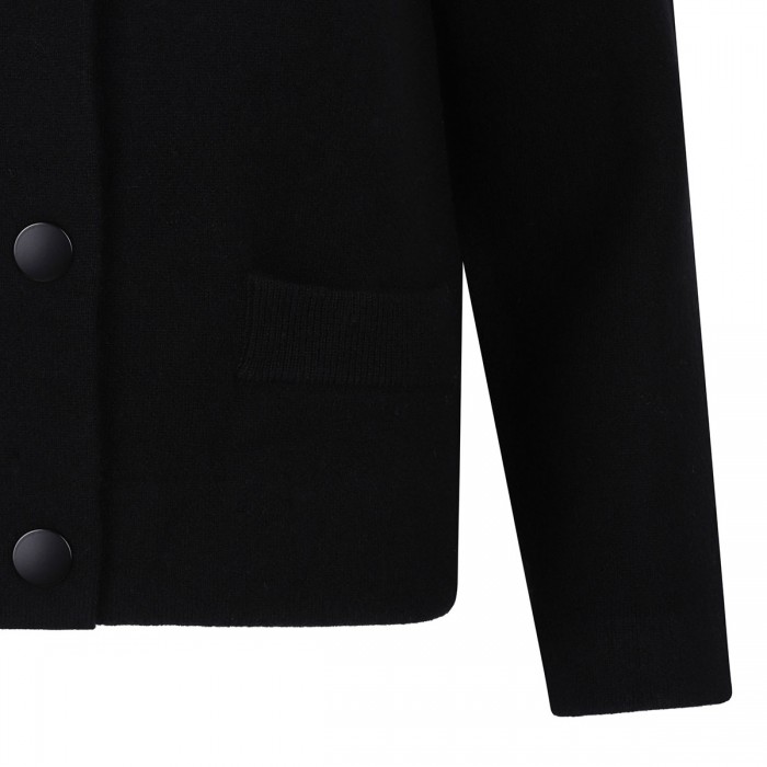 Wool-blend shrunken snap cardigan