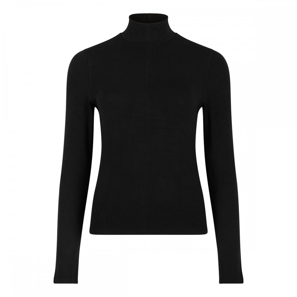 Black ribbed knit turtleneck