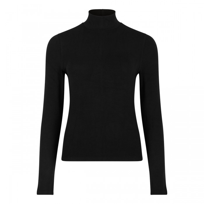 Black ribbed knit turtleneck