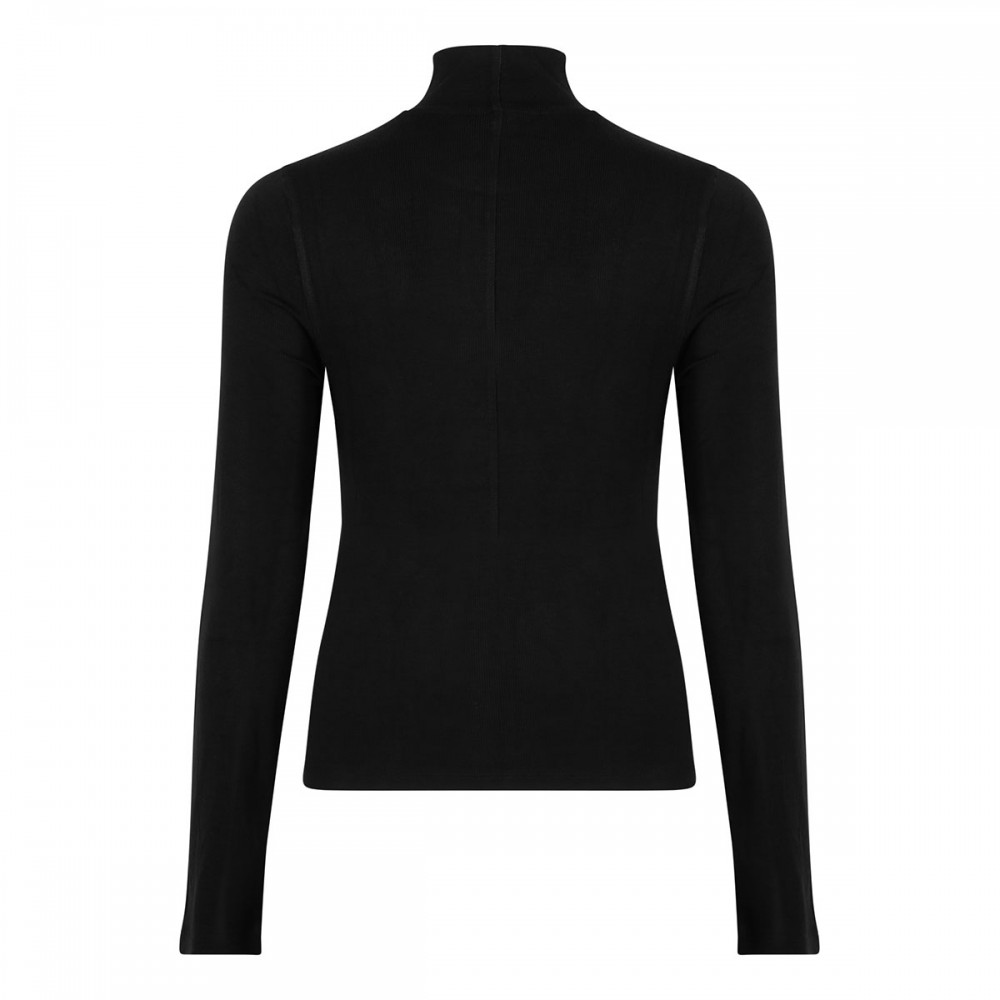 Black ribbed knit turtleneck