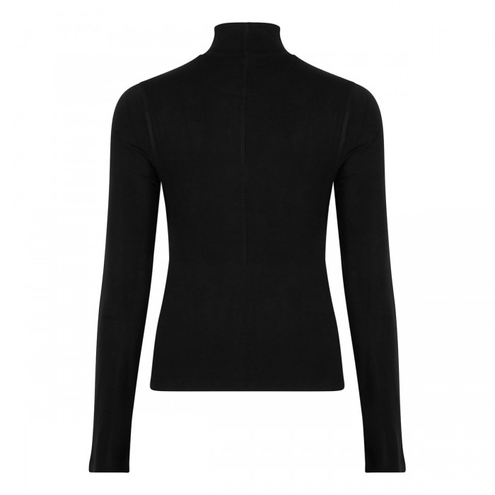 Black ribbed knit turtleneck