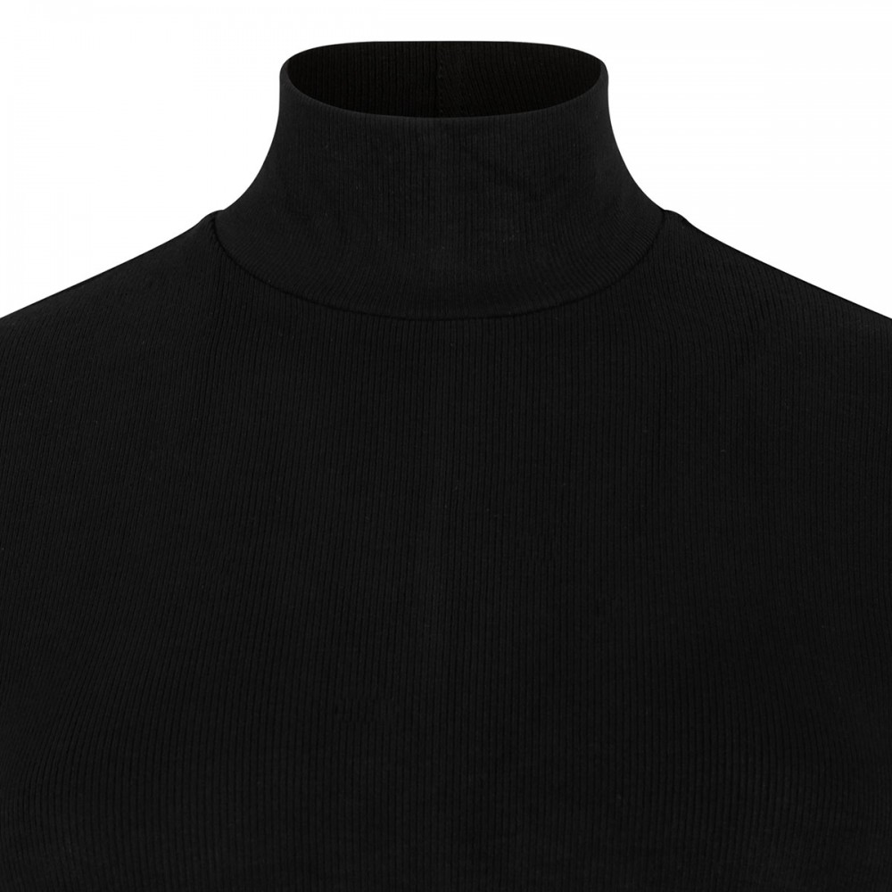 Black ribbed knit turtleneck