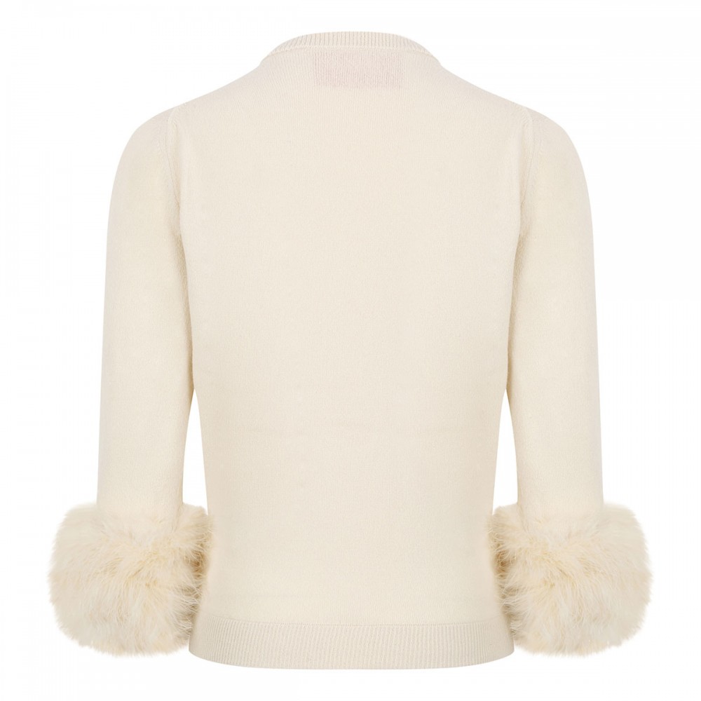 Cardigan with feathers