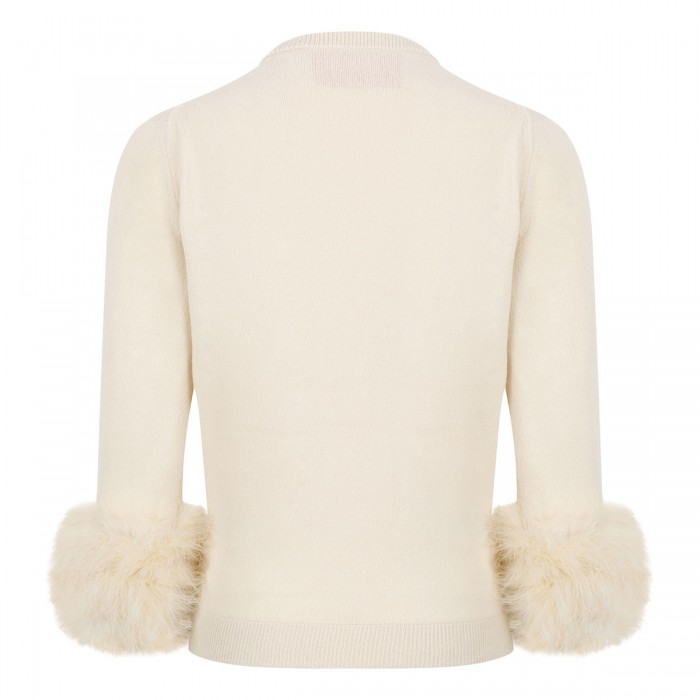 Cardigan with feathers