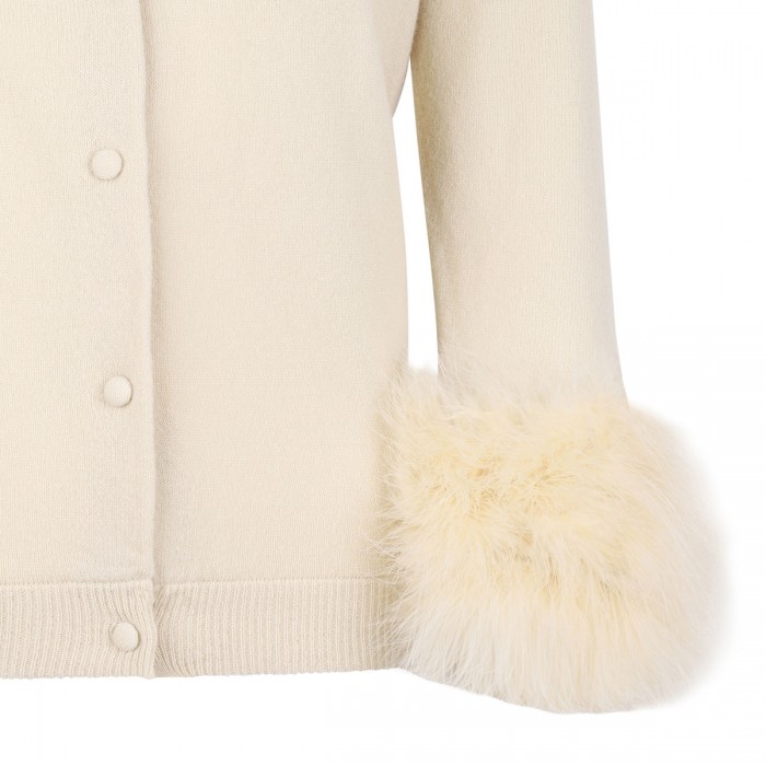 Cardigan with feathers