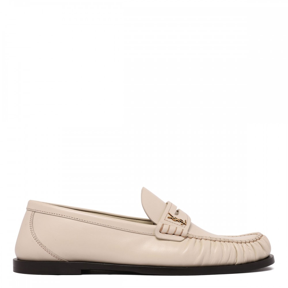 Natural smooth leather loafers