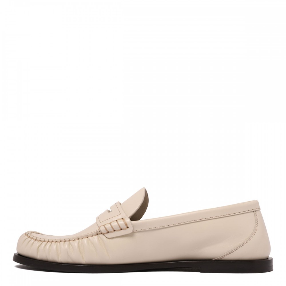 Natural smooth leather loafers