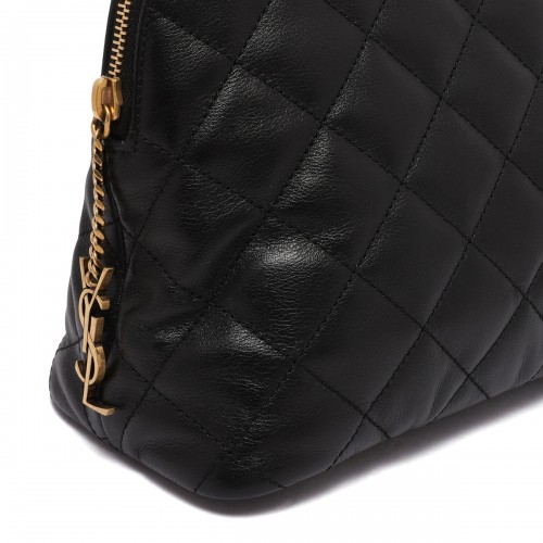 Black matelassé leather pouch 2