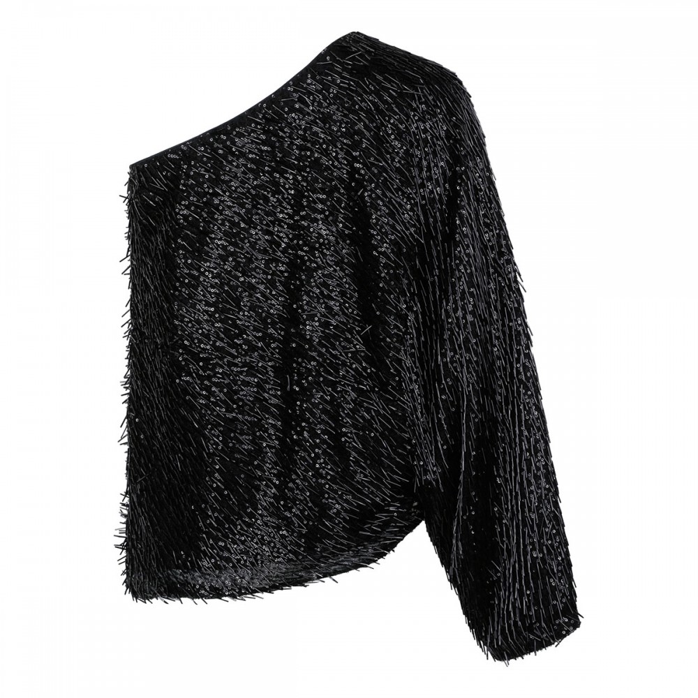 Sequin one-shoulder top