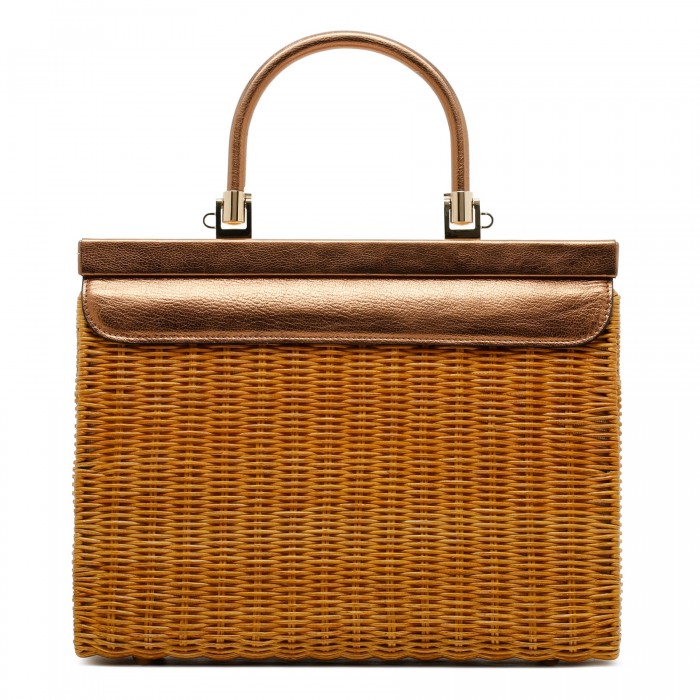Paris Willow wicker and bronze leather bag