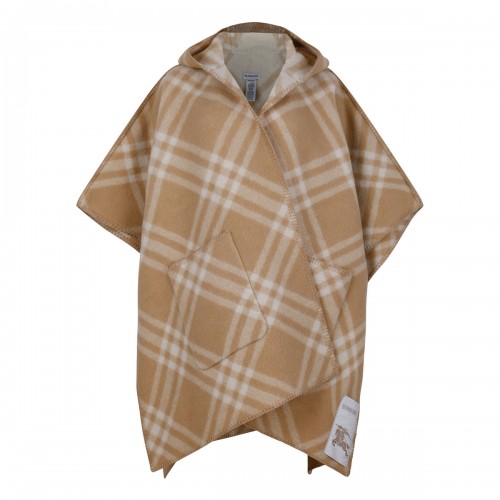 Reversible check wool cape