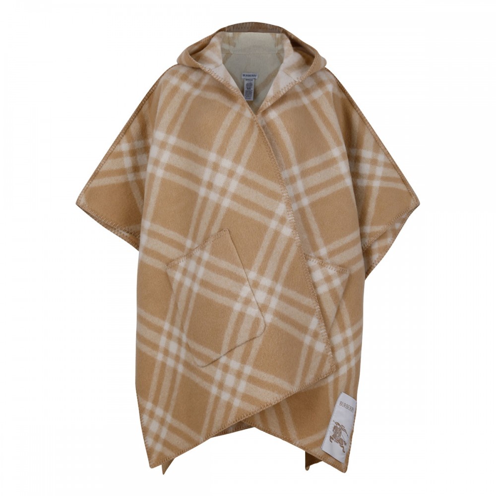 Reversible check wool cape
