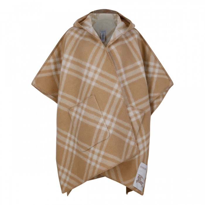 Reversible check wool cape