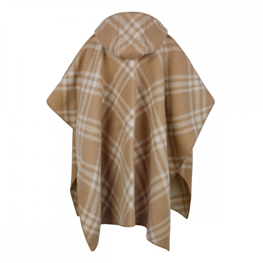 Reversible check wool cape