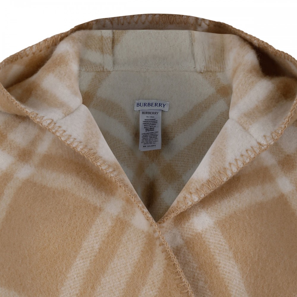 Reversible check wool cape
