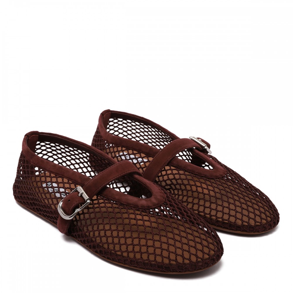 Suede fishnet ballerinas