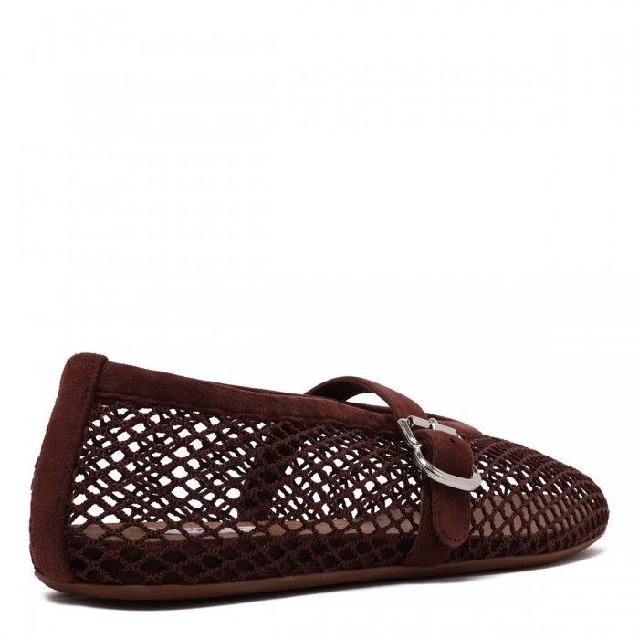 Suede fishnet ballerinas