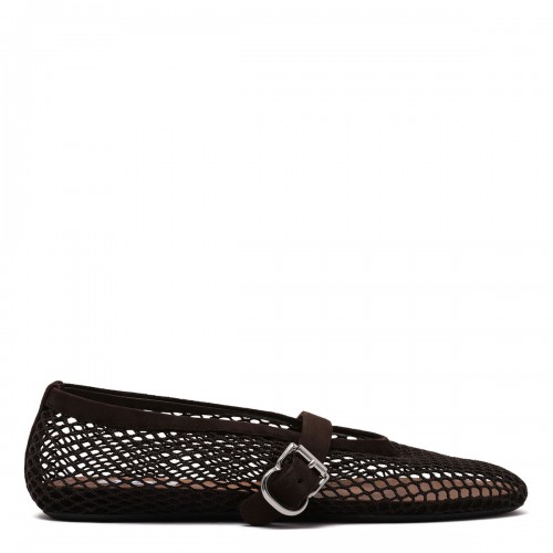 Dark brown fishnet ballerinas