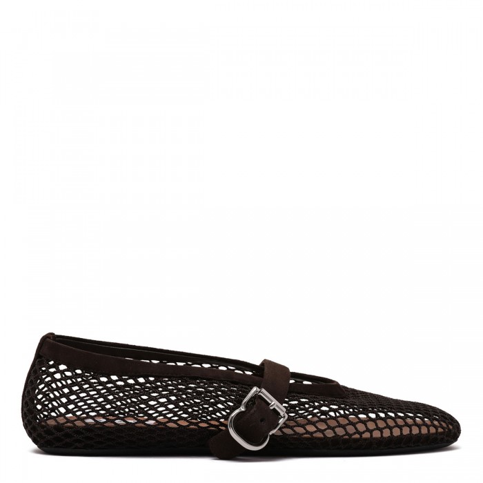 Dark brown fishnet ballerinas