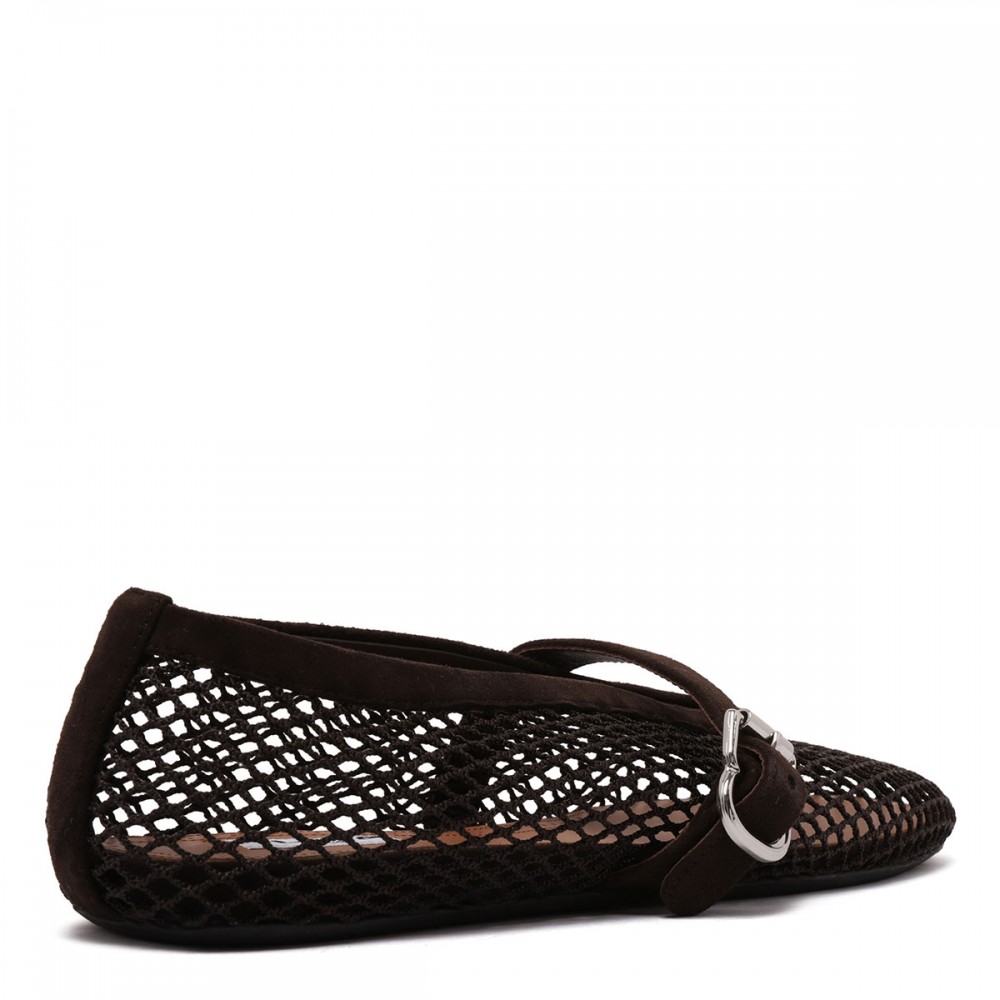 Dark brown fishnet ballerinas