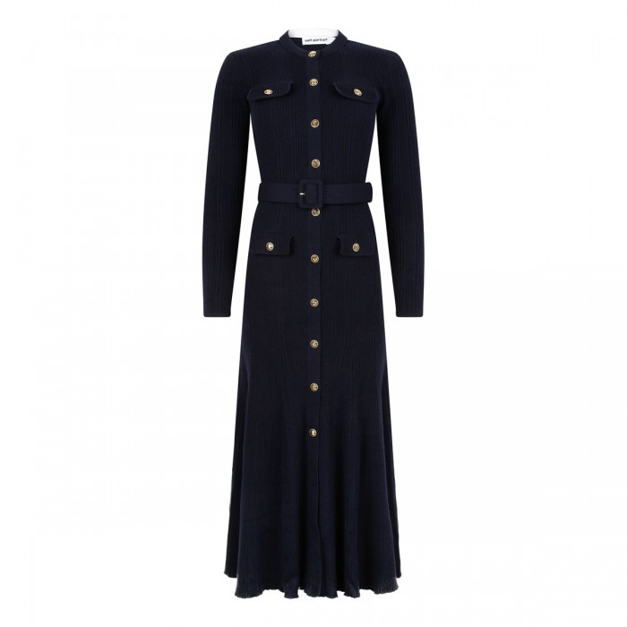 Navy viscose knit midi dress