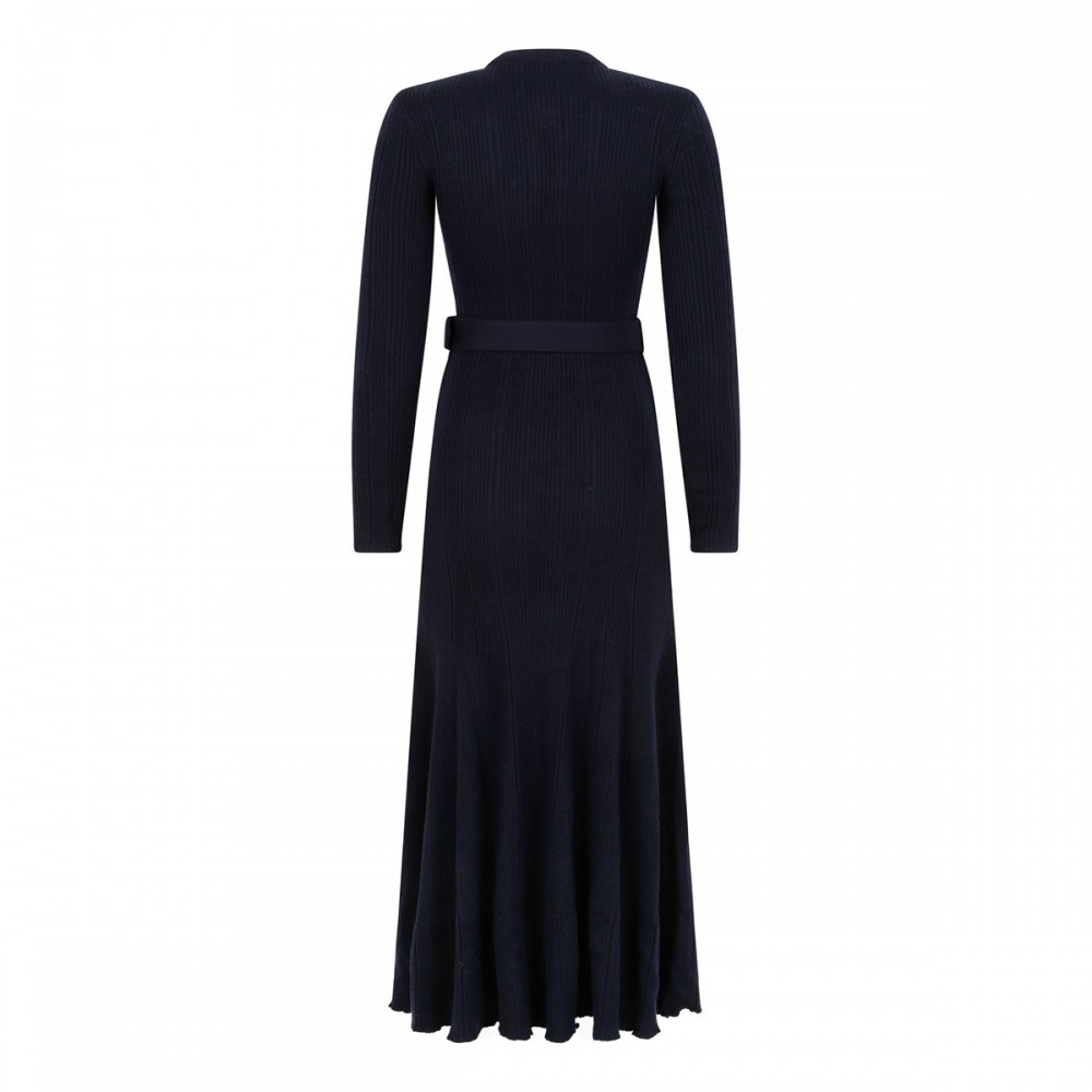 Navy viscose knit midi dress
