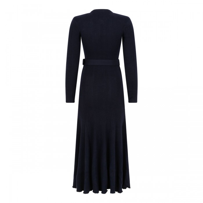 Navy viscose knit midi dress