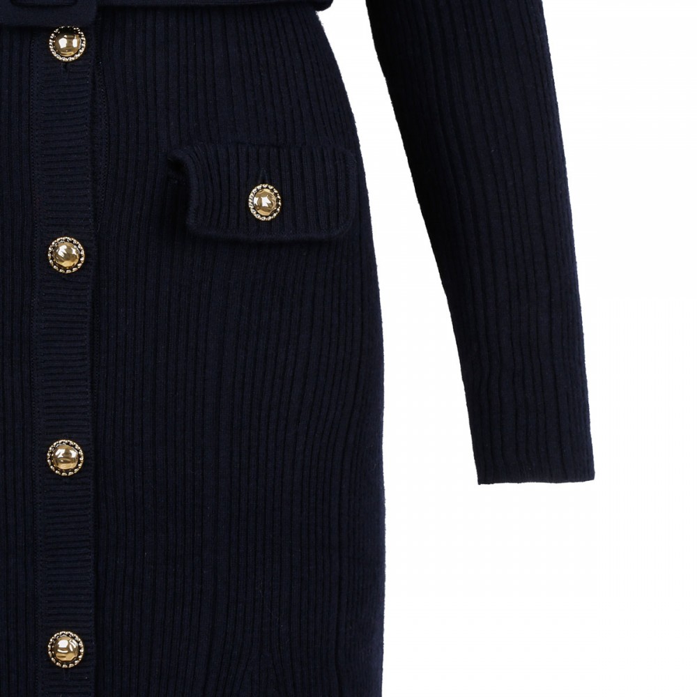 Navy viscose knit midi dress