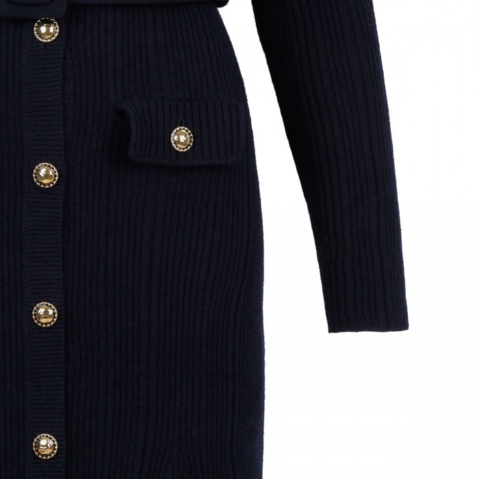 Navy viscose knit midi dress