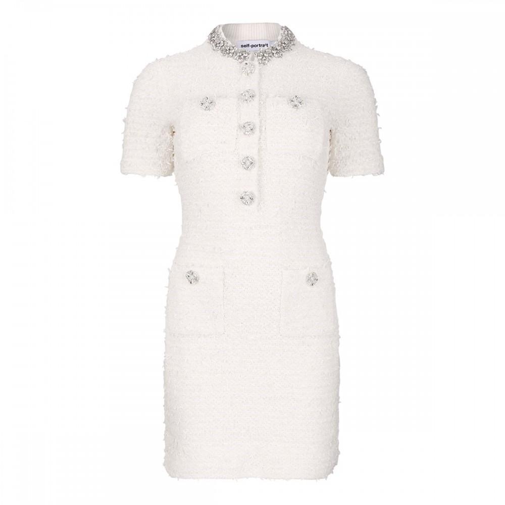 Cream textured knit mini dress