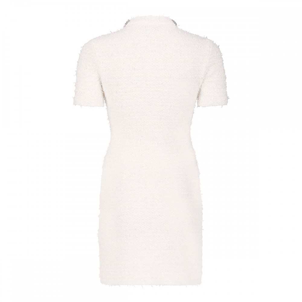 Cream textured knit mini dress