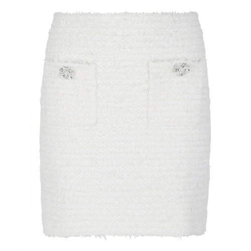 Cream textured knit mini skirt