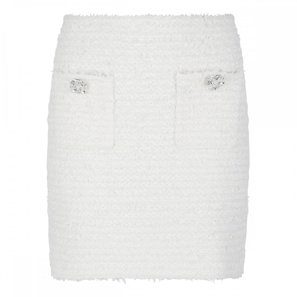 Cream textured knit mini skirt