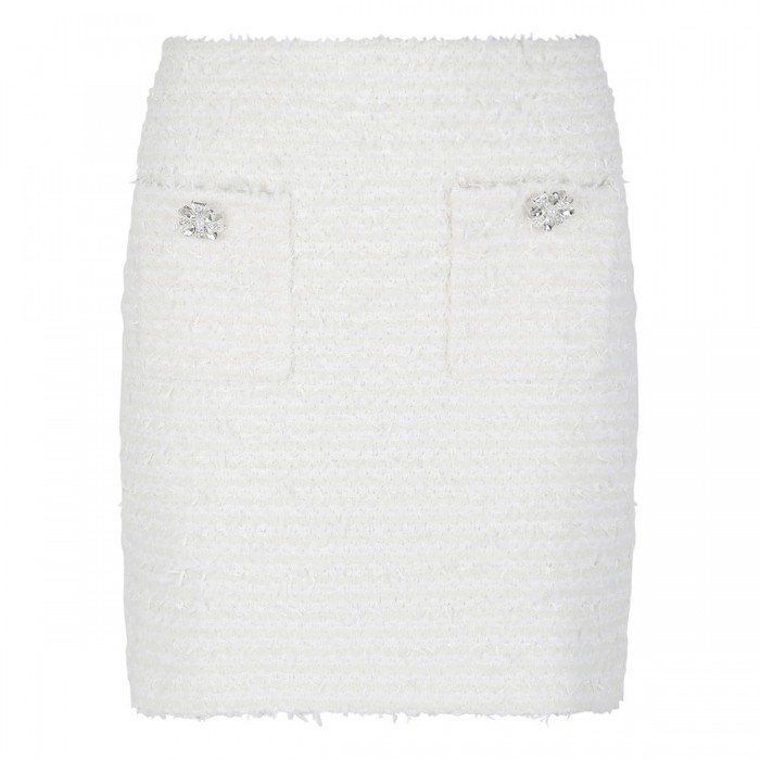 Cream textured knit mini skirt